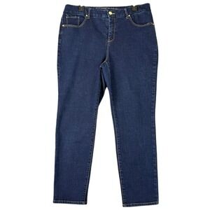 Chicos So Slimming‎ Girlfriend Ankle Jeans Stretch Denim Mid Rise 10 Womens